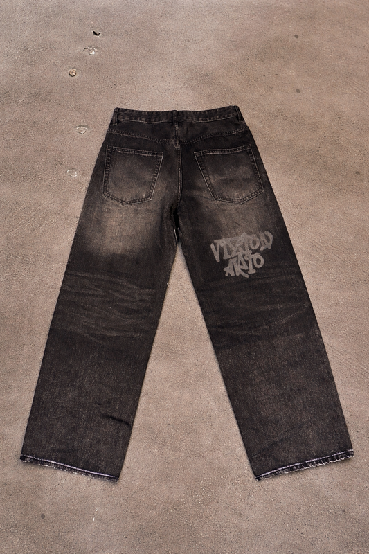 Cupid Graffiti Back Print Vintage Wash Denim Jeans