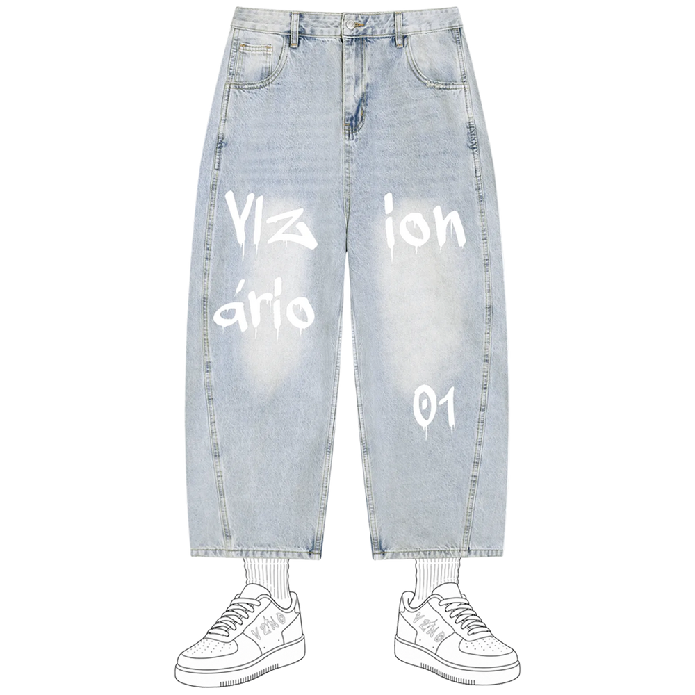 Writing Vintage Wash Sunfade Barrel Leg Jeans