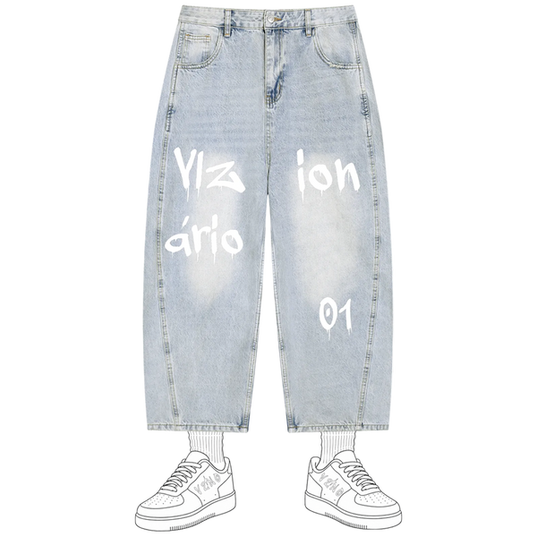 Writing Vintage Wash Sunfade Barrel Leg Jeans