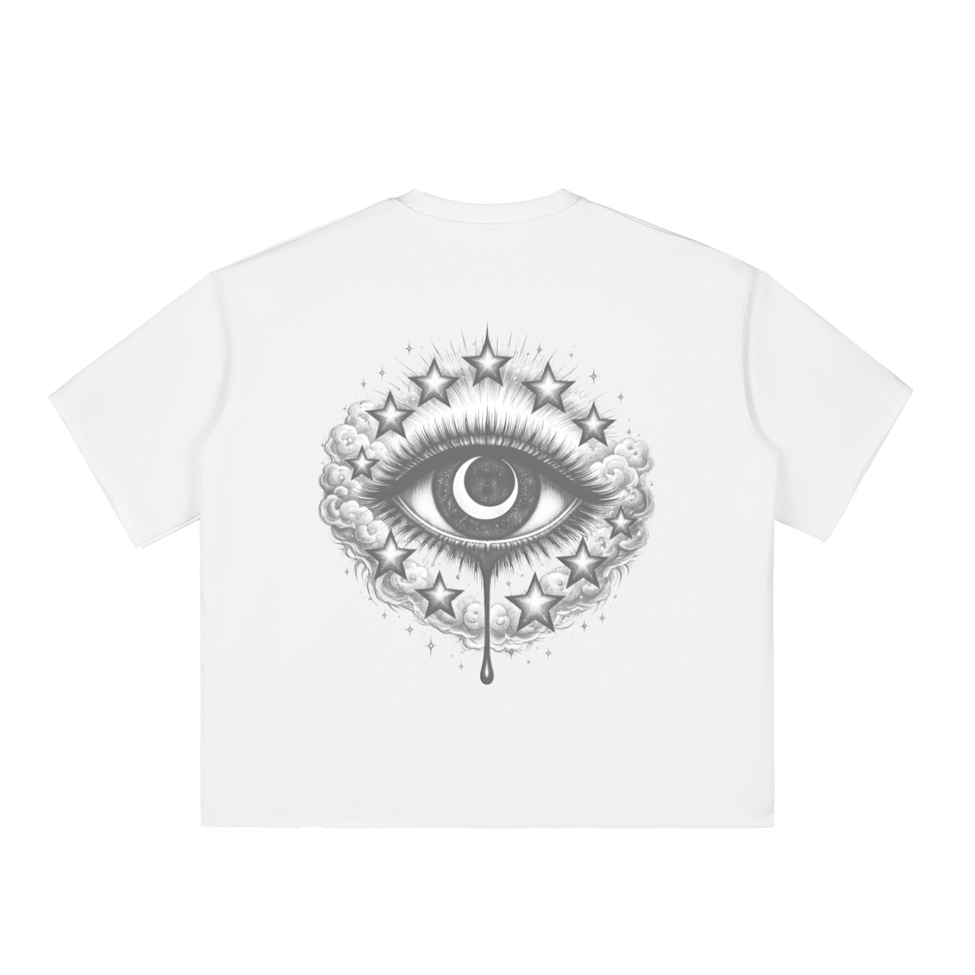 Eye Back Print Boxy Raw-Edge Tee