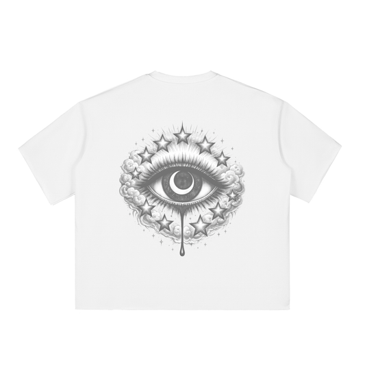 Eye Back Print Boxy Raw-Edge Tee