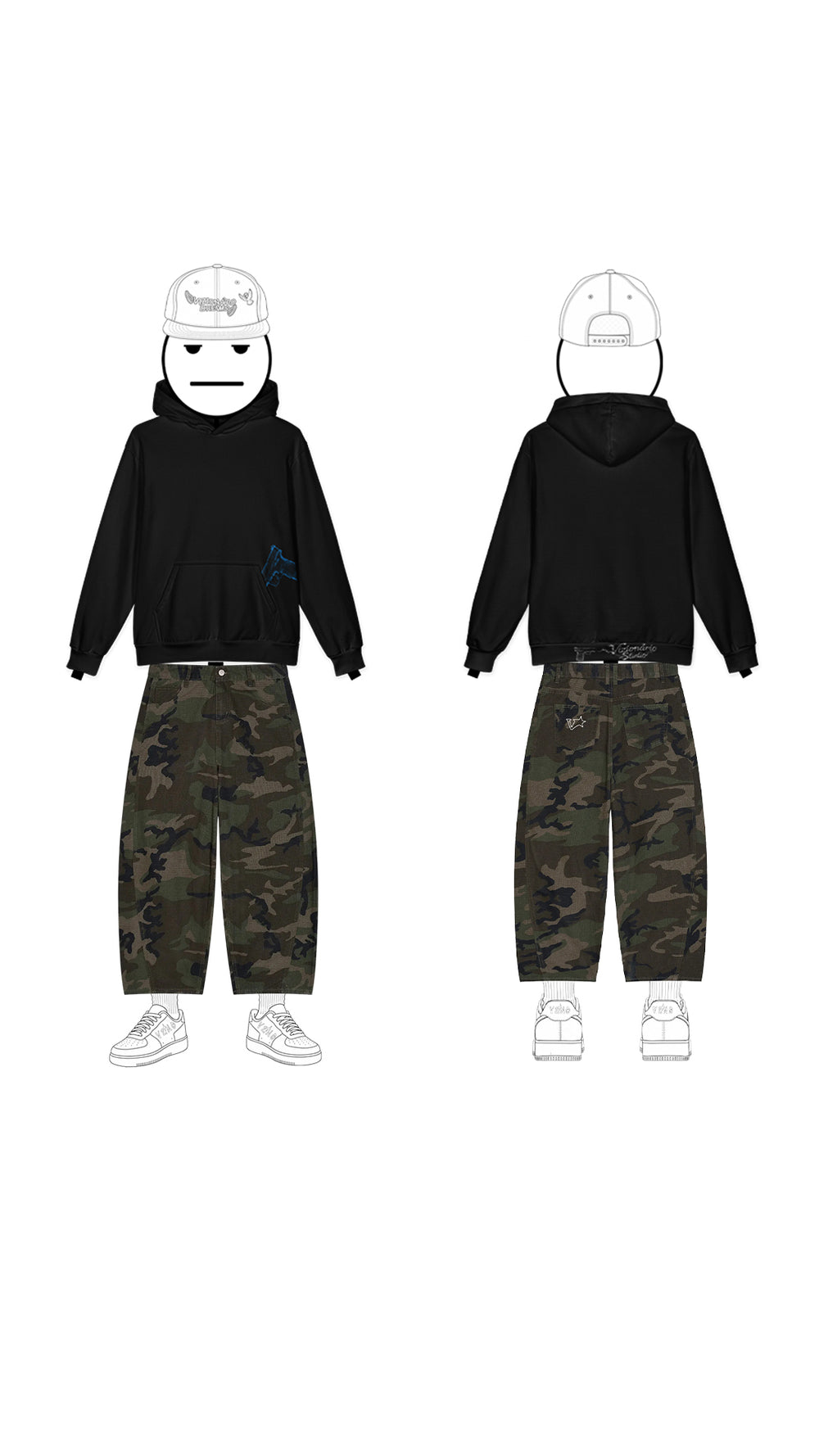 Midnight Trigger Baggy Hoodie & VSTARR Camo Barrel Leg Cargo Pants